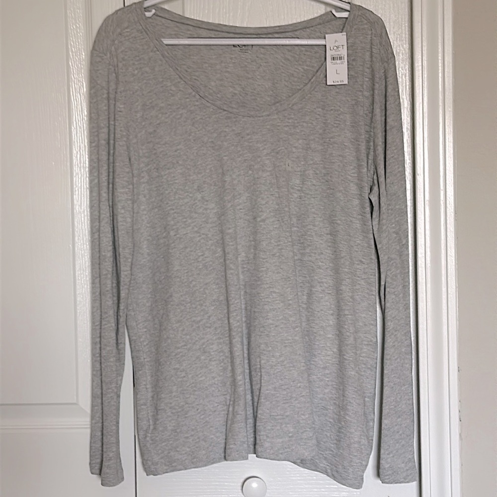 NWT L Loft gray long sleeve shirt